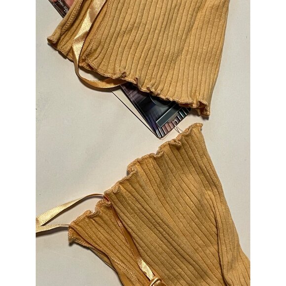 L.E.I. long sleeve shirt womens XL ribbon boat collar LEI L4F27000 tan new - Picture 5 of 11